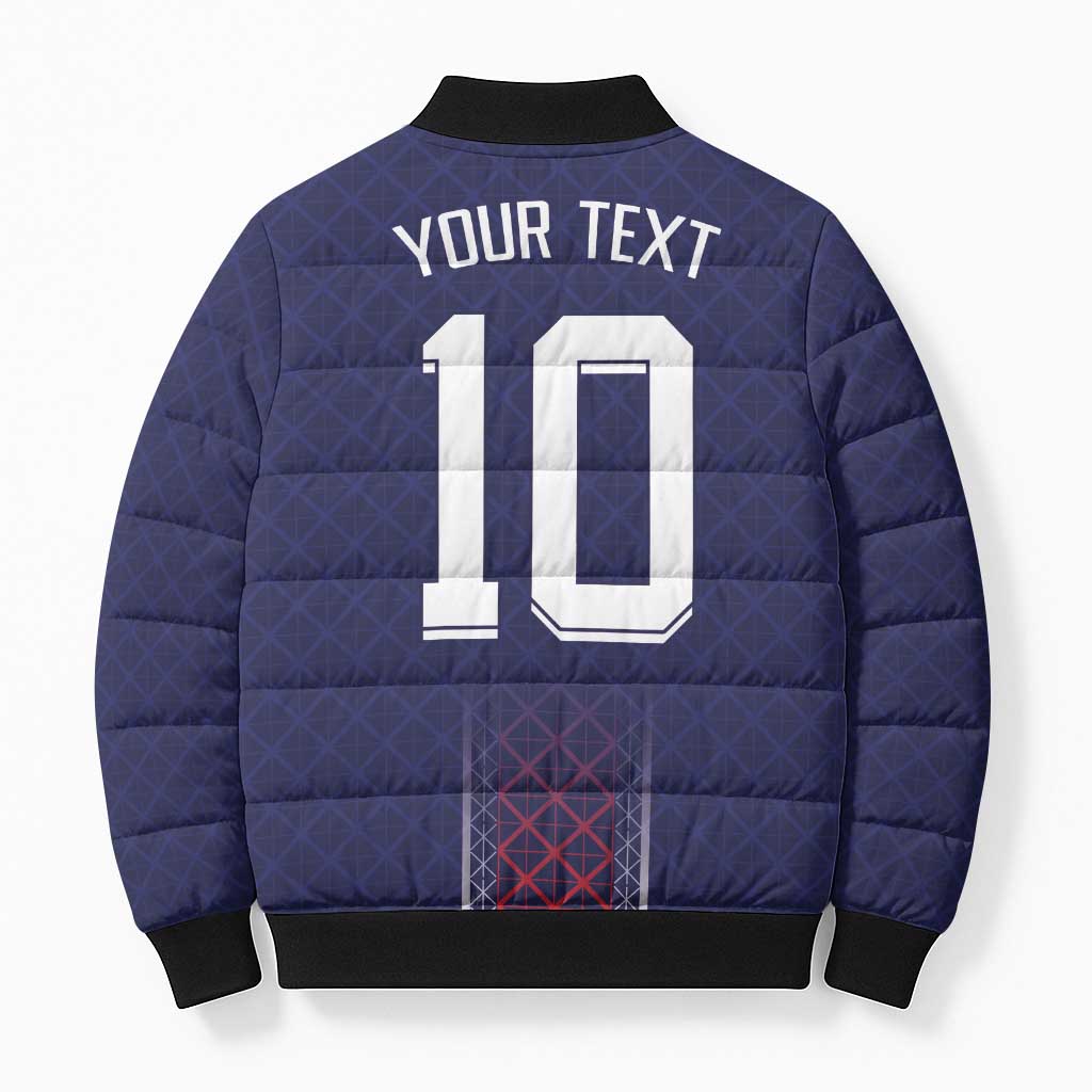 Custom Midnight Navy Football Bomber Puffer Jacket Paris Architectural Heritage Style - Wonder Print Shop