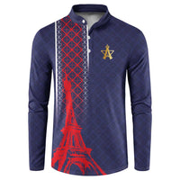 Custom Midnight Navy Football Button Sweatshirt Paris Architectural Heritage Style - Wonder Print Shop