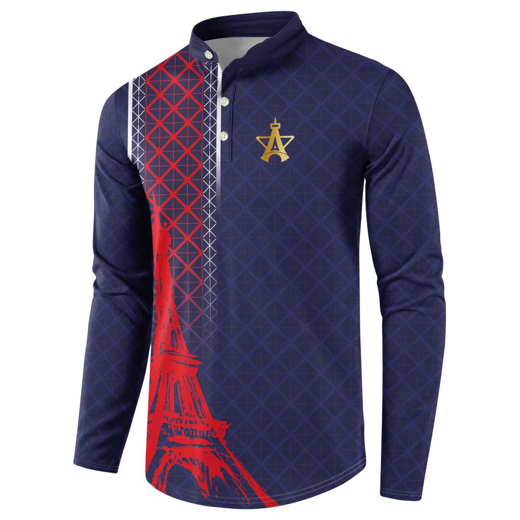 Custom Midnight Navy Football Button Sweatshirt Paris Architectural Heritage Style - Wonder Print Shop