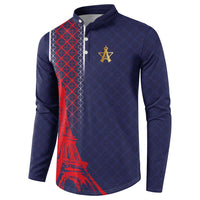 Custom Midnight Navy Football Button Sweatshirt Paris Architectural Heritage Style - Wonder Print Shop