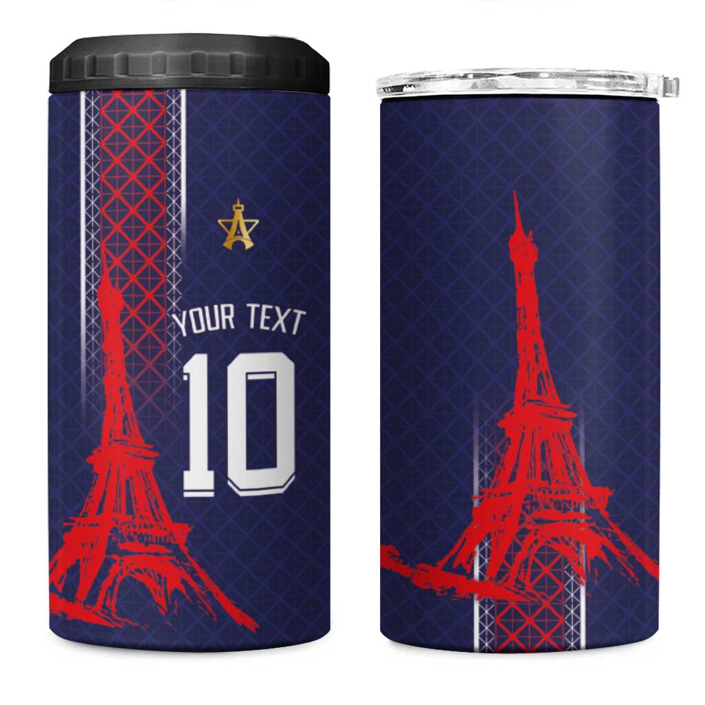 Custom Midnight Navy Football 4 in 1 Can Cooler Tumbler Paris Architectural Heritage Style - Wonder Print Shop