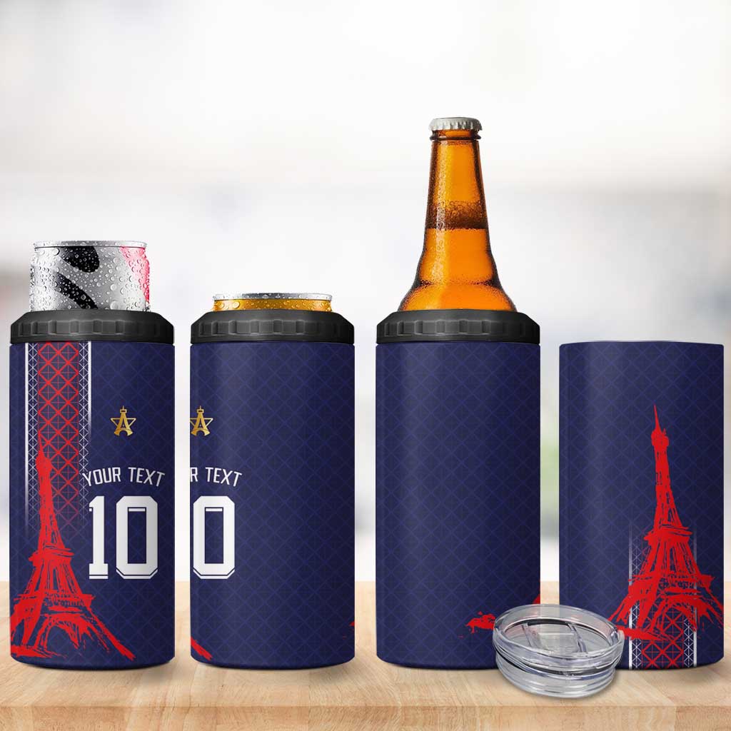 Custom Midnight Navy Football 4 in 1 Can Cooler Tumbler Paris Architectural Heritage Style - Wonder Print Shop