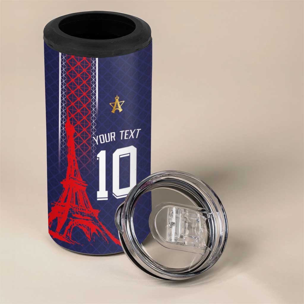 Custom Midnight Navy Football 4 in 1 Can Cooler Tumbler Paris Architectural Heritage Style - Wonder Print Shop