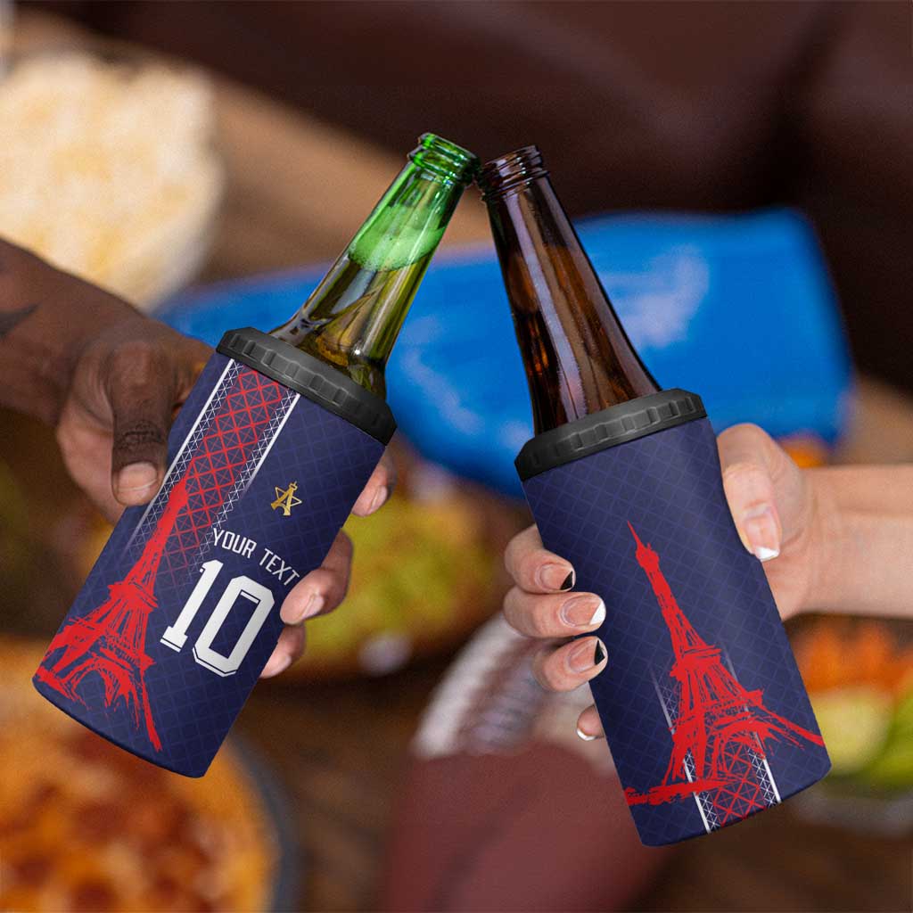 Custom Midnight Navy Football 4 in 1 Can Cooler Tumbler Paris Architectural Heritage Style - Wonder Print Shop