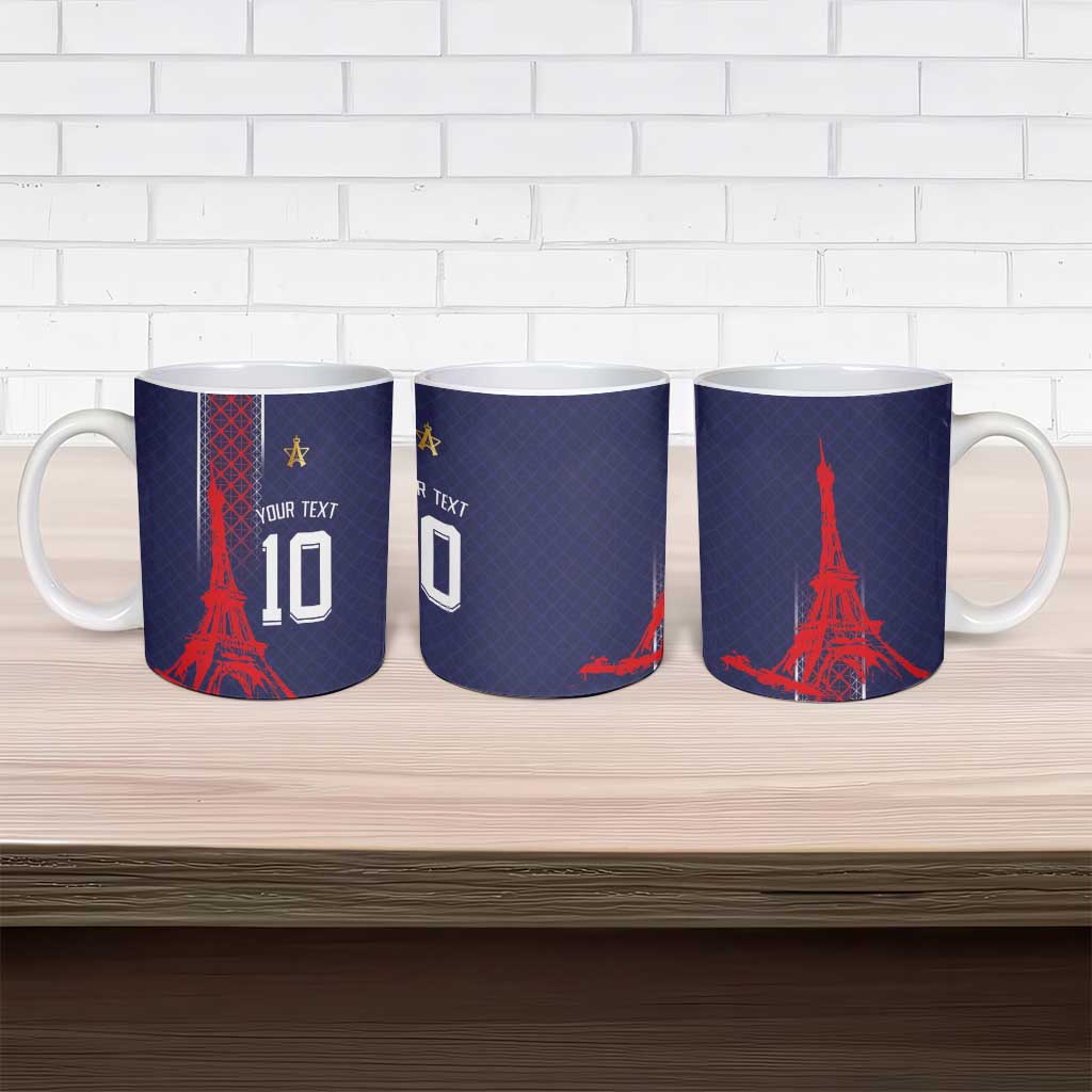 Custom Midnight Navy Football Ceramic Mug Paris Architectural Heritage Style - Wonder Print Shop