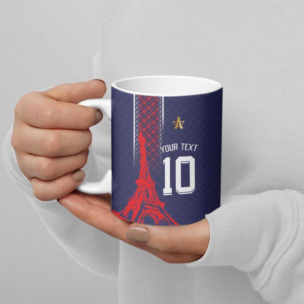 Custom Midnight Navy Football Ceramic Mug Paris Architectural Heritage Style - Wonder Print Shop