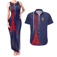 Custom Midnight Navy Football Couples Matching Tank Maxi Dress and Hawaiian Shirt Paris Architectural Heritage Style - Wonder Print Shop