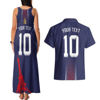 Custom Midnight Navy Football Couples Matching Tank Maxi Dress and Hawaiian Shirt Paris Architectural Heritage Style - Wonder Print Shop