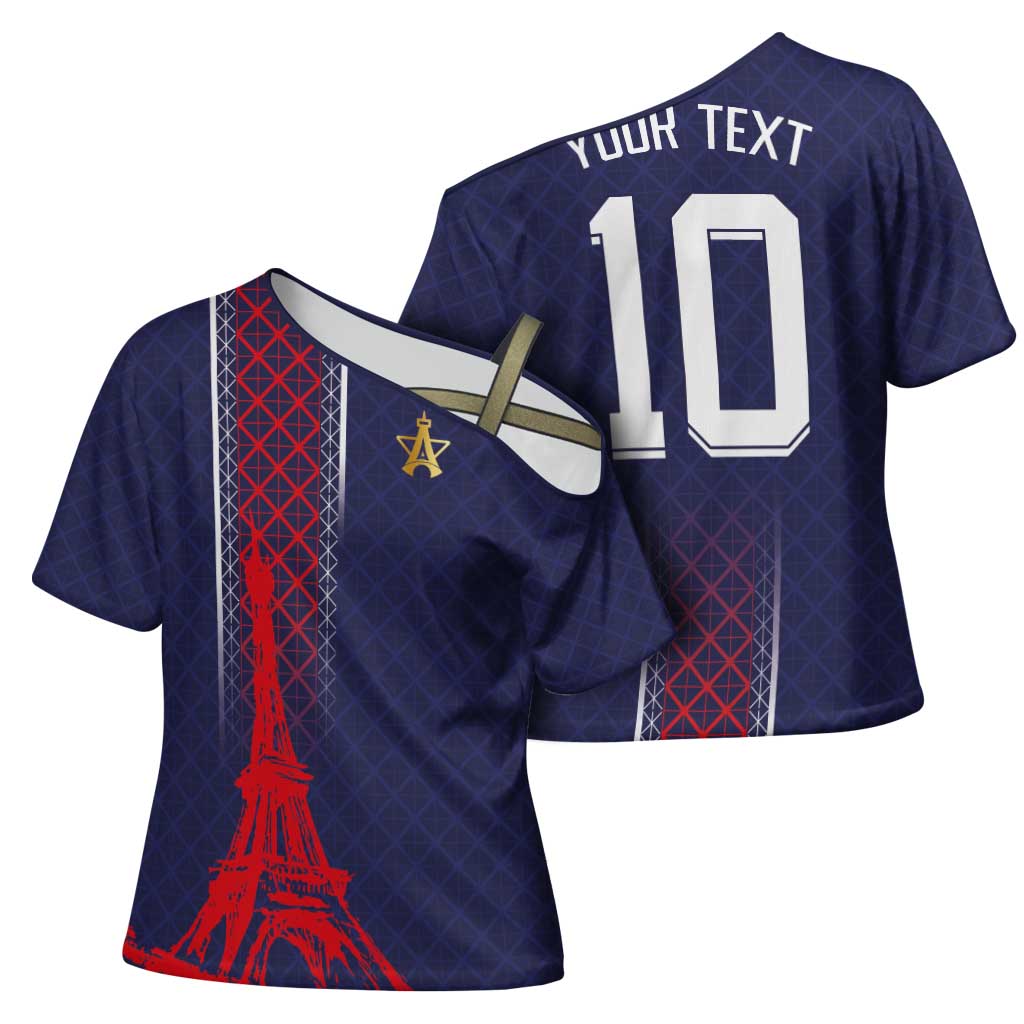 Custom Midnight Navy Football Cross Shoulder Shirt Paris Architectural Heritage Style - Wonder Print Shop
