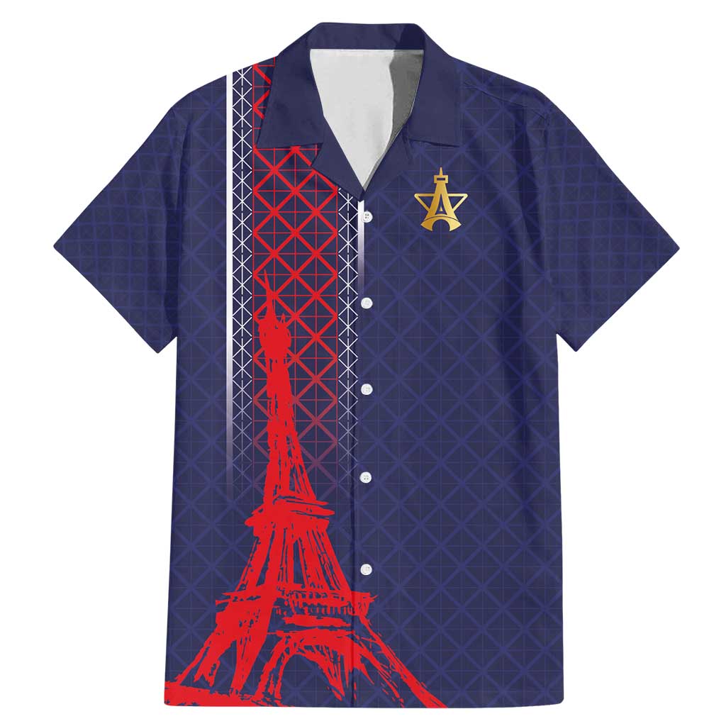 Custom Midnight Navy Football Family Matching Mermaid Dress and Hawaiian Shirt Paris Architectural Heritage Style - Wonder Print Shop