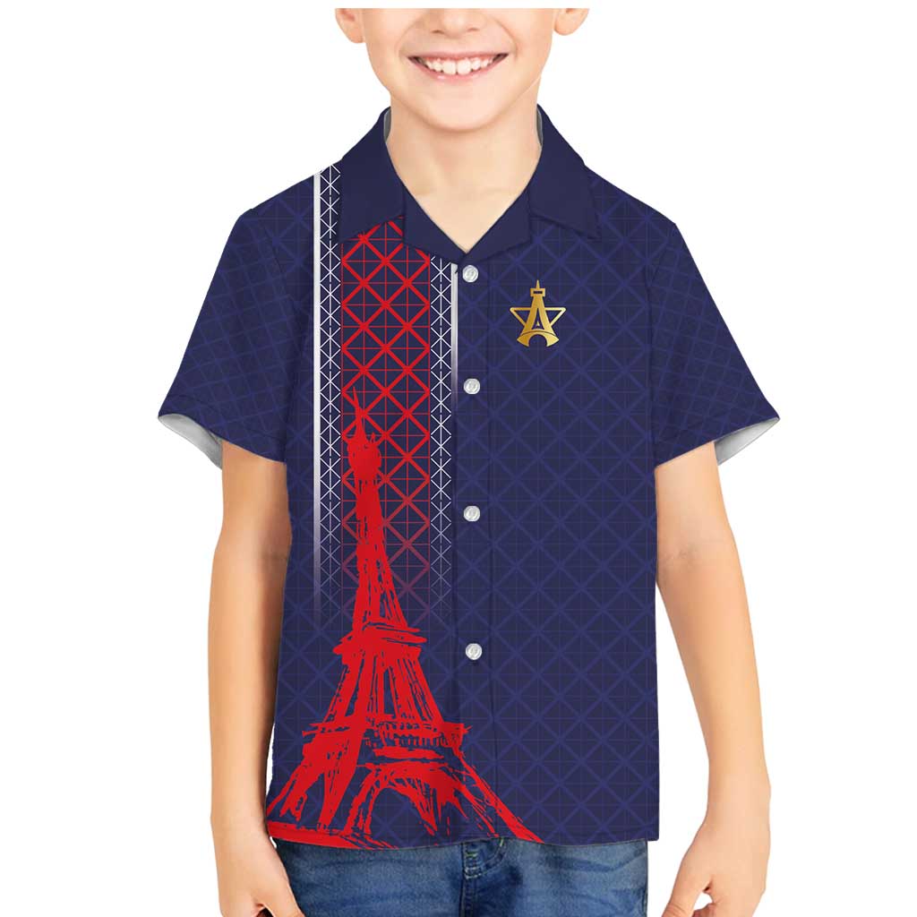 Custom Midnight Navy Football Family Matching Mermaid Dress and Hawaiian Shirt Paris Architectural Heritage Style - Wonder Print Shop