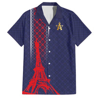 Custom Midnight Navy Football Family Matching Puletasi and Hawaiian Shirt Paris Architectural Heritage Style - Wonder Print Shop