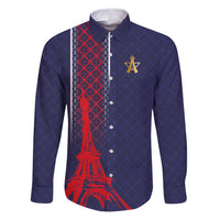 Custom Midnight Navy Football Family Matching Puletasi and Hawaiian Shirt Paris Architectural Heritage Style - Wonder Print Shop