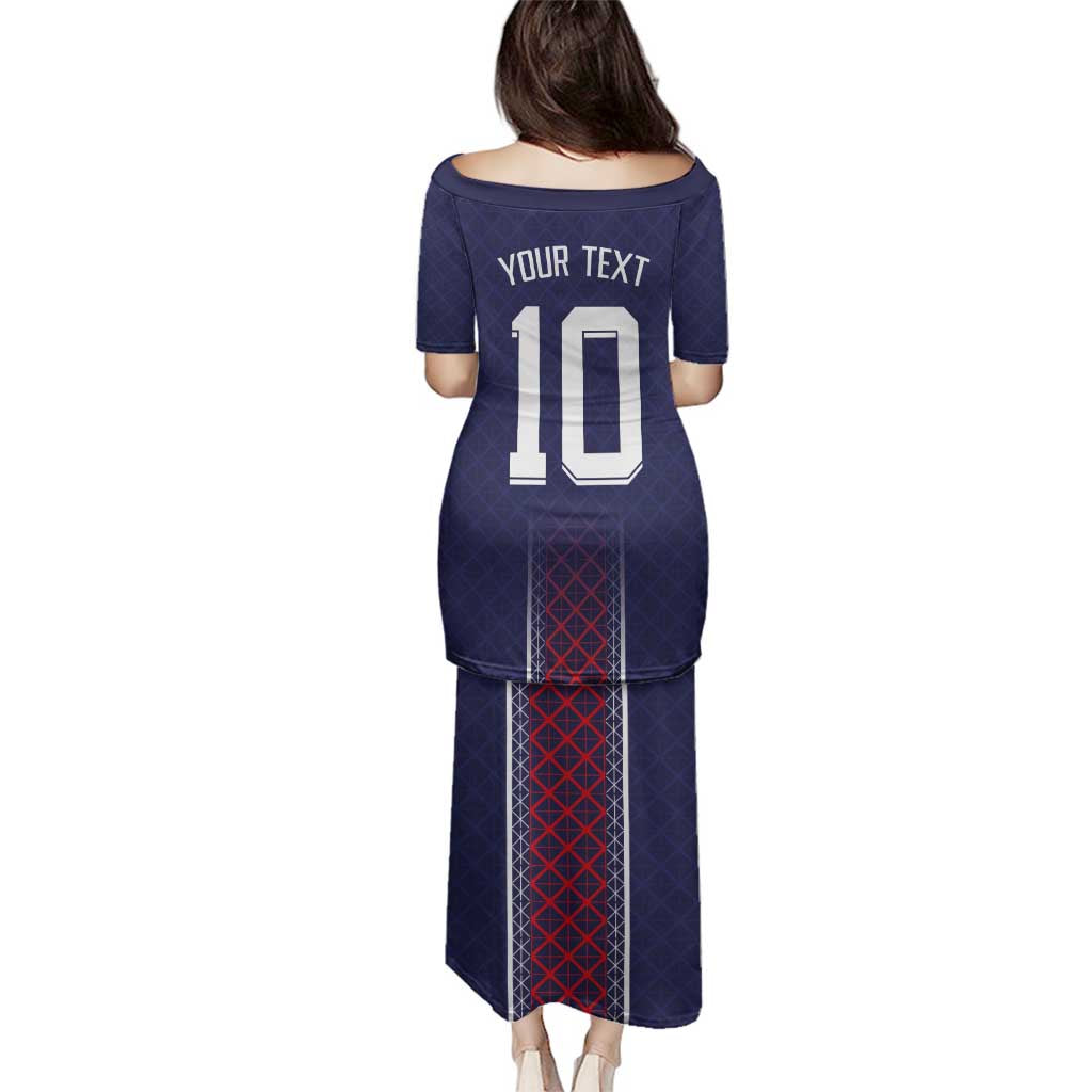 Custom Midnight Navy Football Family Matching Puletasi and Hawaiian Shirt Paris Architectural Heritage Style - Wonder Print Shop