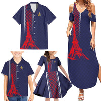 Custom Midnight Navy Football Family Matching Summer Maxi Dress and Hawaiian Shirt Paris Architectural Heritage Style - Wonder Print Shop