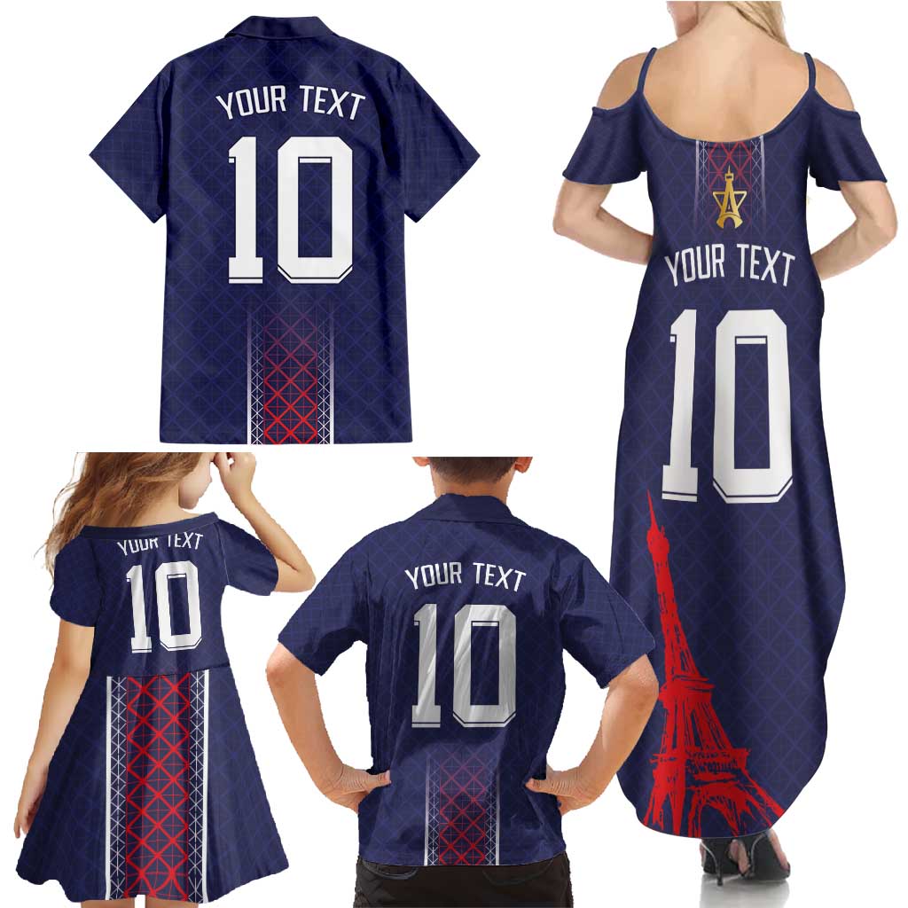 Custom Midnight Navy Football Family Matching Summer Maxi Dress and Hawaiian Shirt Paris Architectural Heritage Style - Wonder Print Shop