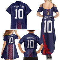 Custom Midnight Navy Football Family Matching Summer Maxi Dress and Hawaiian Shirt Paris Architectural Heritage Style - Wonder Print Shop