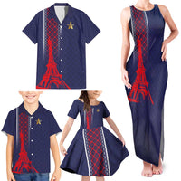 Custom Midnight Navy Football Family Matching Tank Maxi Dress and Hawaiian Shirt Paris Architectural Heritage Style - Wonder Print Shop