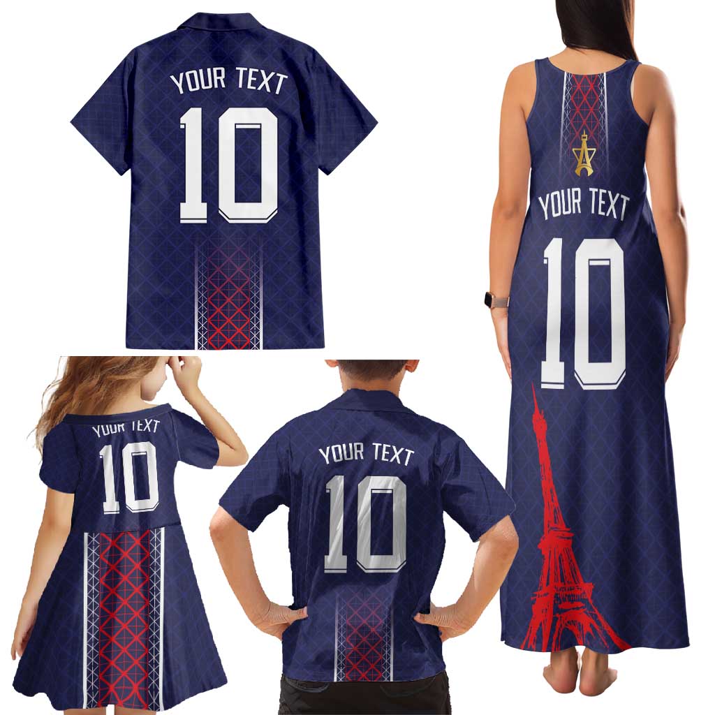 Custom Midnight Navy Football Family Matching Tank Maxi Dress and Hawaiian Shirt Paris Architectural Heritage Style - Wonder Print Shop