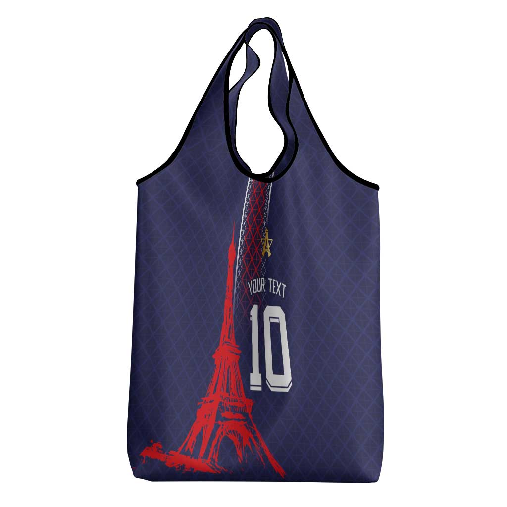 Custom Midnight Navy Football Grocery Bag Paris Architectural Heritage Style - Wonder Print Shop