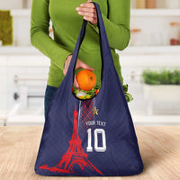 Custom Midnight Navy Football Grocery Bag Paris Architectural Heritage Style - Wonder Print Shop