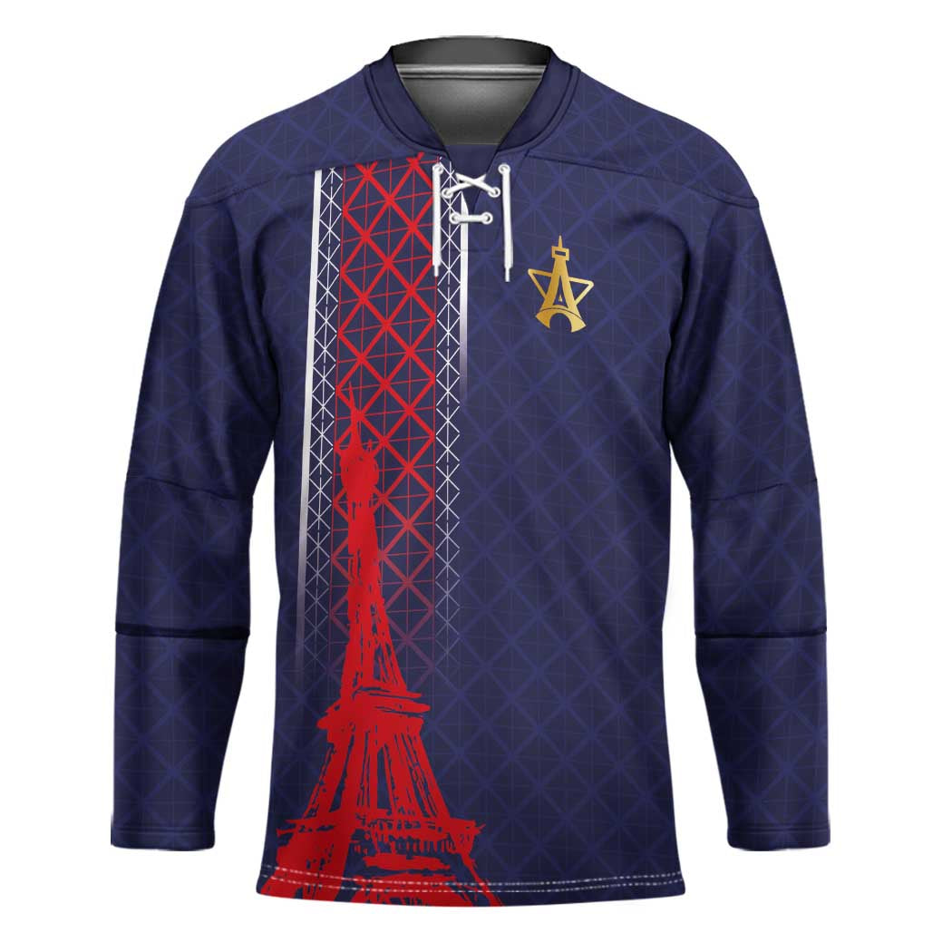 Custom Midnight Navy Football Hockey Jersey Paris Architectural Heritage Style - Wonder Print Shop