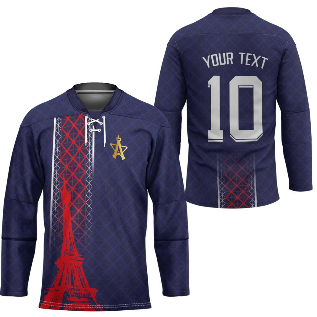Custom Midnight Navy Football Hockey Jersey Paris Architectural Heritage Style - Wonder Print Shop