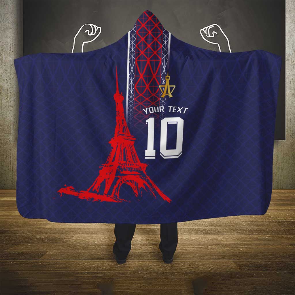 Custom Midnight Navy Football Hooded Blanket Paris Architectural Heritage Style - Wonder Print Shop