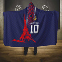 Custom Midnight Navy Football Hooded Blanket Paris Architectural Heritage Style - Wonder Print Shop