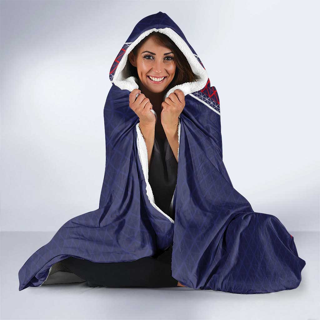 Custom Midnight Navy Football Hooded Blanket Paris Architectural Heritage Style - Wonder Print Shop
