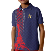 Custom Midnight Navy Football Kid Polo Shirt Paris Architectural Heritage Style - Wonder Print Shop