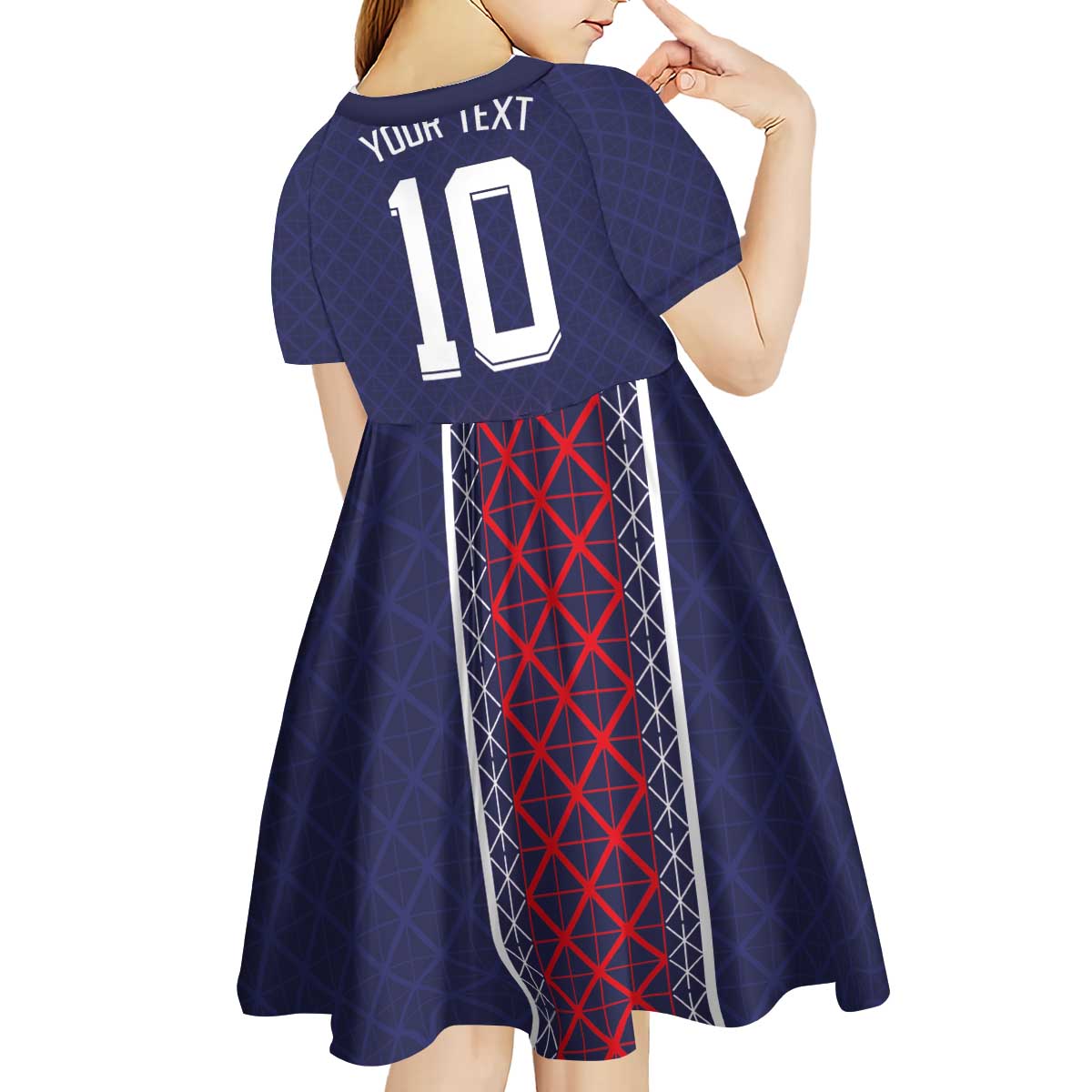 Custom Midnight Navy Football Kid Short Sleeve Dress Paris Architectural Heritage Style - Wonder Print Shop