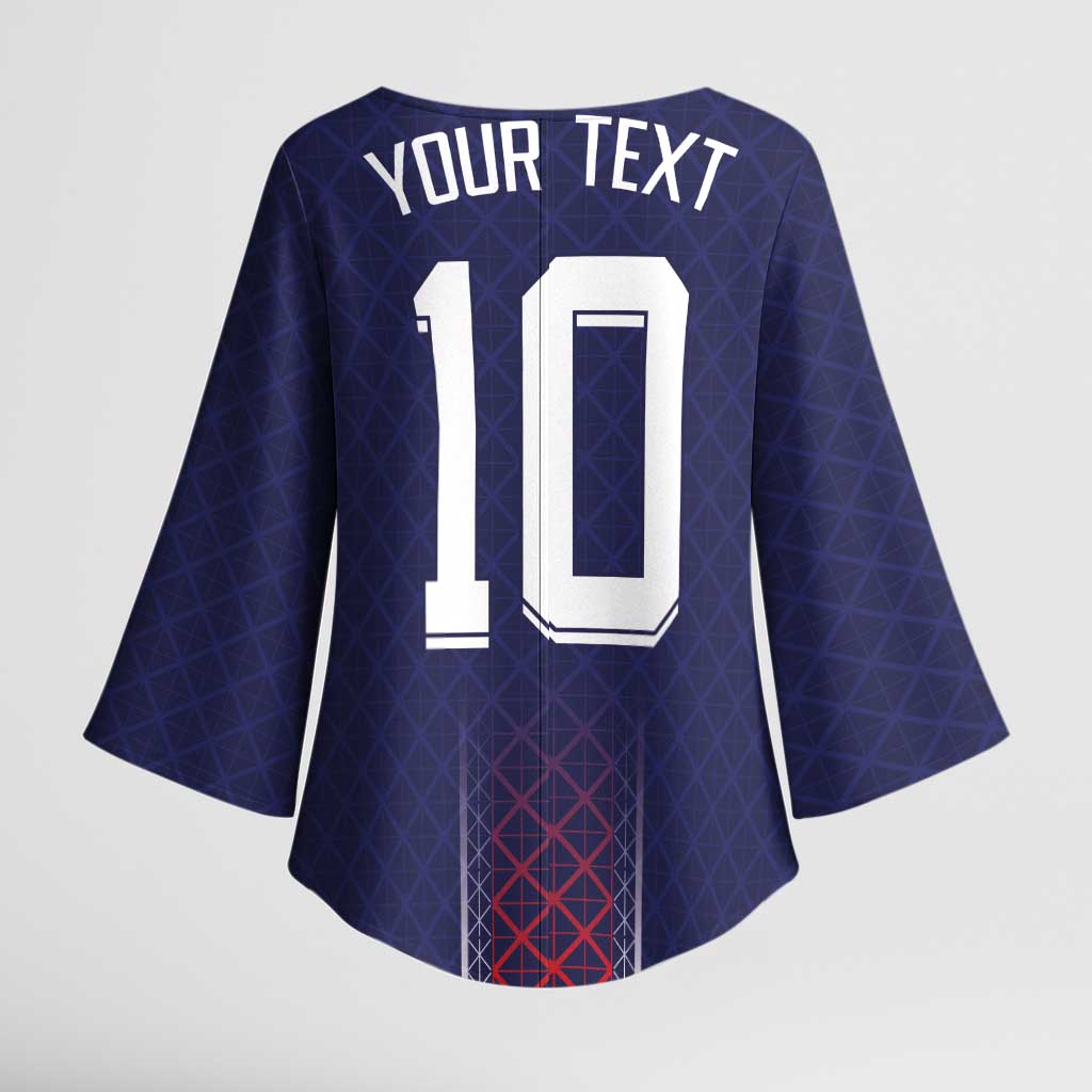 Custom Midnight Navy Football Kimono Sleeve Blouse Paris Architectural Heritage Style - Wonder Print Shop