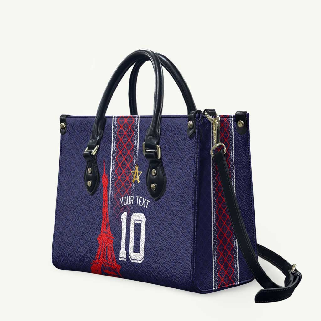 Custom Midnight Navy Football Leather Bag Paris Architectural Heritage Style - Wonder Print Shop