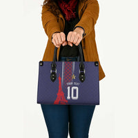 Custom Midnight Navy Football Leather Bag Paris Architectural Heritage Style - Wonder Print Shop