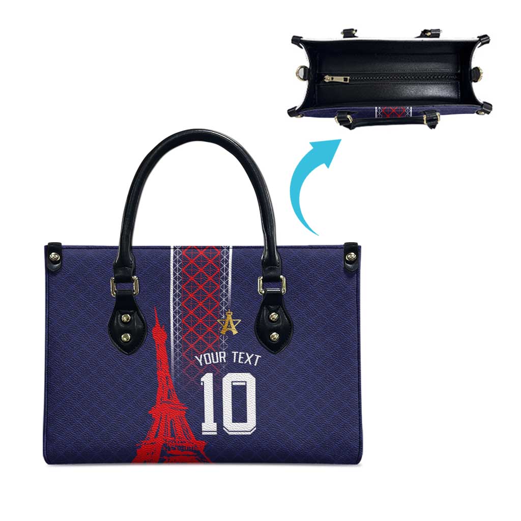 Custom Midnight Navy Football Leather Bag Paris Architectural Heritage Style - Wonder Print Shop