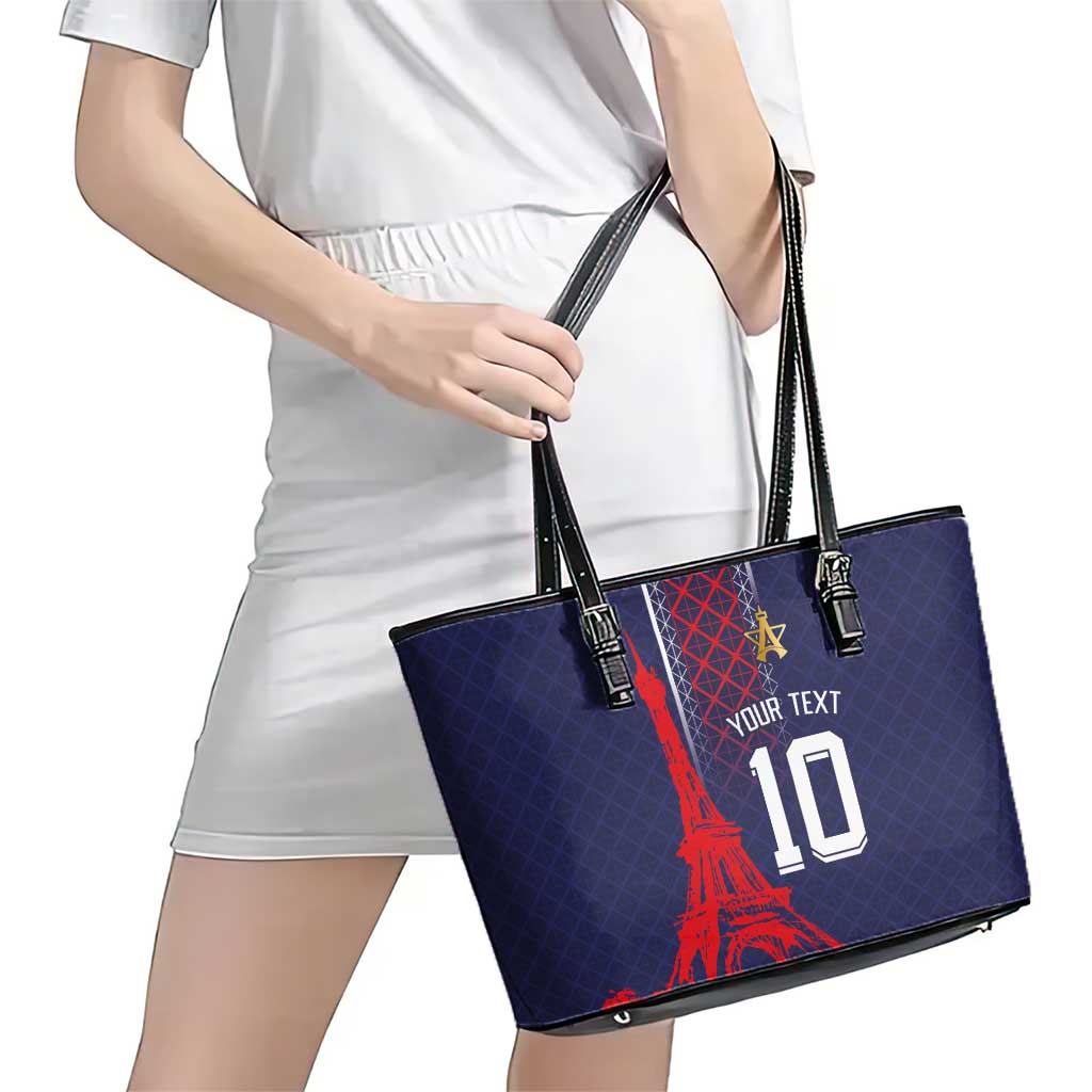Custom Midnight Navy Football Leather Tote Bag Paris Architectural Heritage Style - Wonder Print Shop