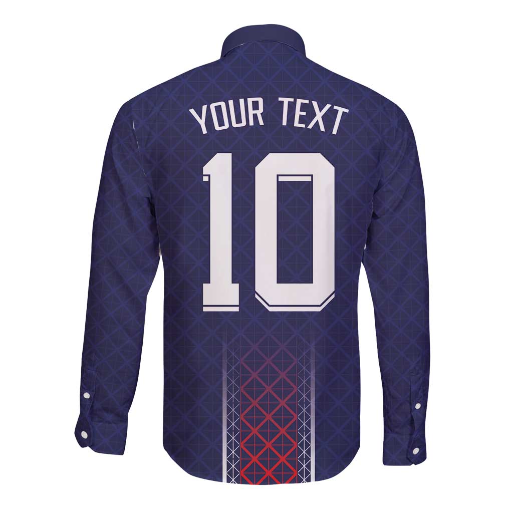 Custom Midnight Navy Football Long Sleeve Button Shirt Paris Architectural Heritage Style - Wonder Print Shop