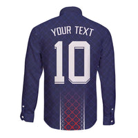 Custom Midnight Navy Football Long Sleeve Button Shirt Paris Architectural Heritage Style - Wonder Print Shop