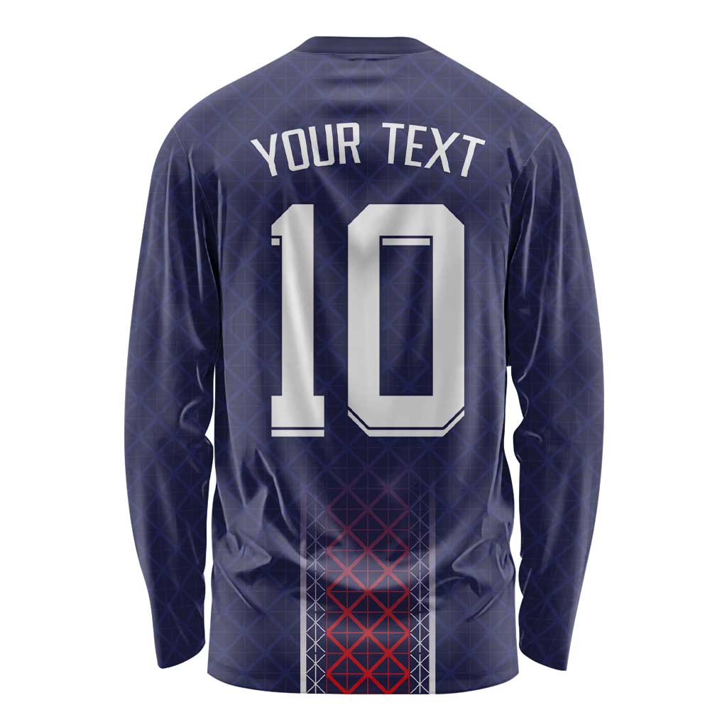 Custom Midnight Navy Football Long Sleeve Shirt Paris Architectural Heritage Style - Wonder Print Shop