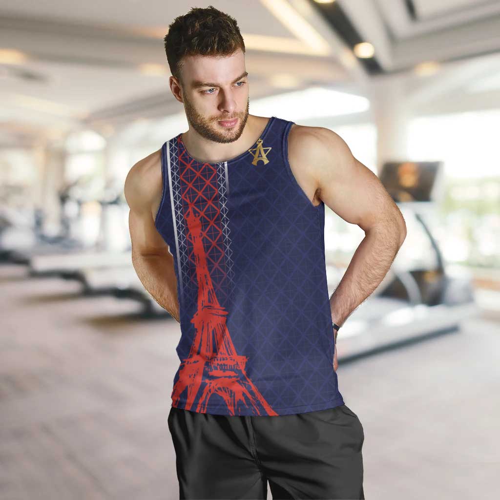 Custom Midnight Navy Football Men Tank Top Paris Architectural Heritage Style - Wonder Print Shop