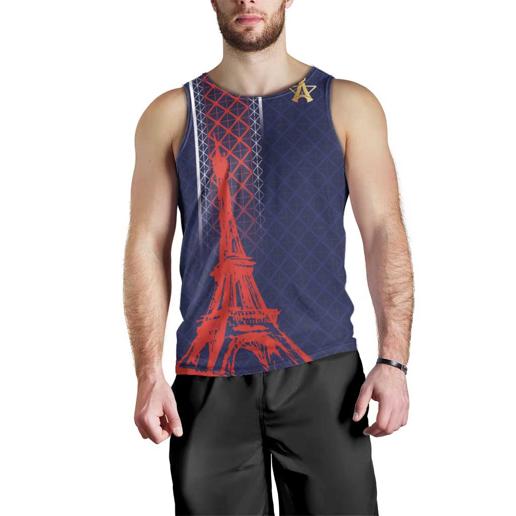 Custom Midnight Navy Football Men Tank Top Paris Architectural Heritage Style - Wonder Print Shop