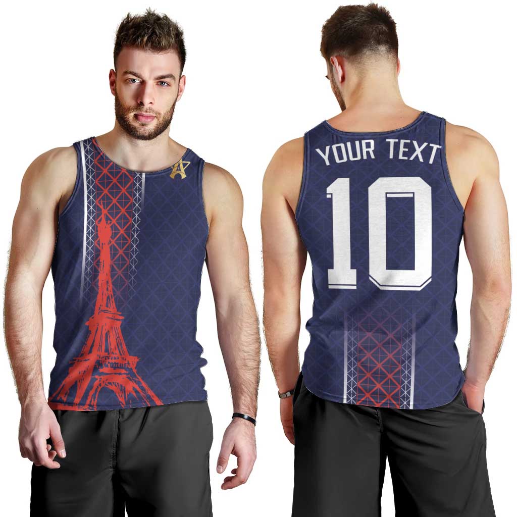 Custom Midnight Navy Football Men Tank Top Paris Architectural Heritage Style - Wonder Print Shop