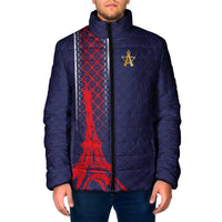 Custom Midnight Navy Football Padded Jacket Paris Architectural Heritage Style - Wonder Print Shop