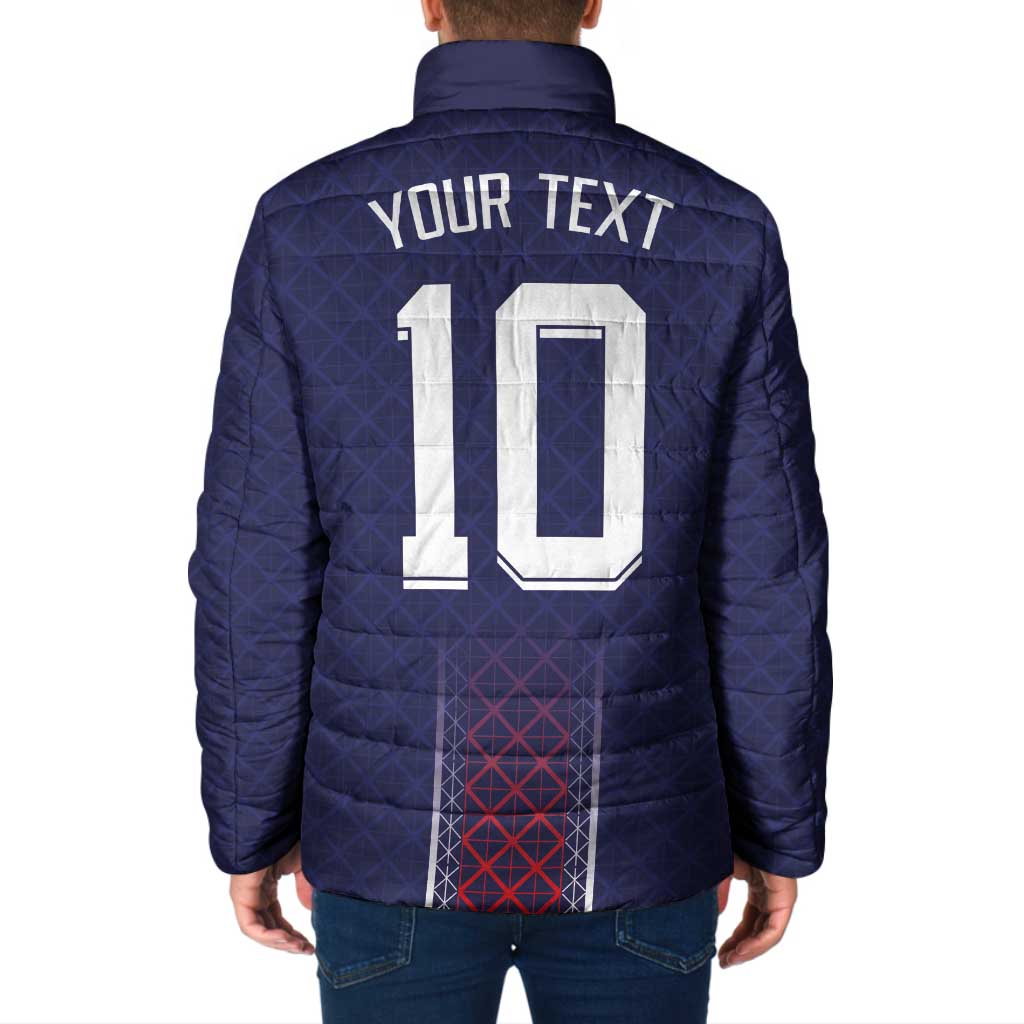 Custom Midnight Navy Football Padded Jacket Paris Architectural Heritage Style - Wonder Print Shop