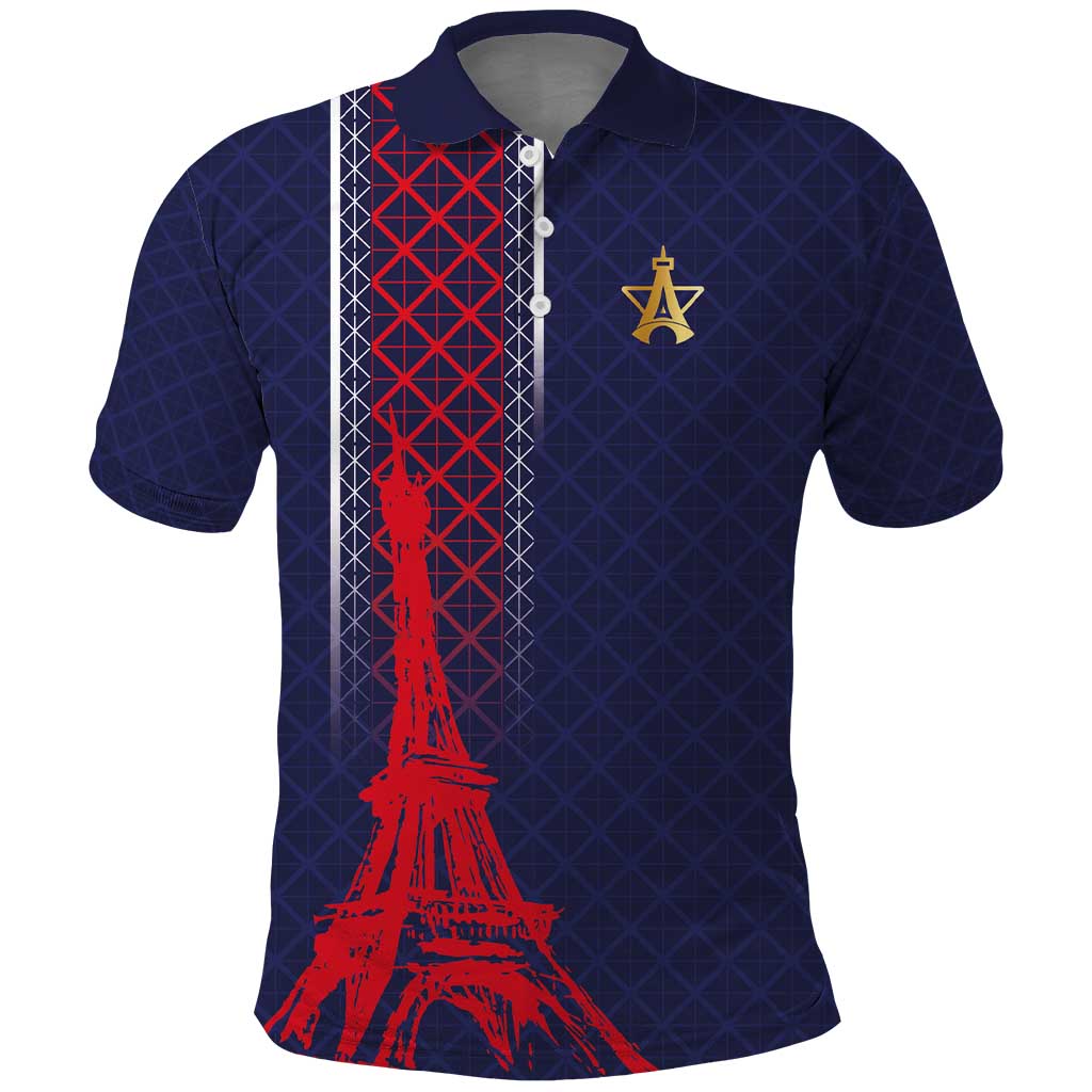 Custom Midnight Navy Football Polo Shirt Paris Architectural Heritage Style - Wonder Print Shop