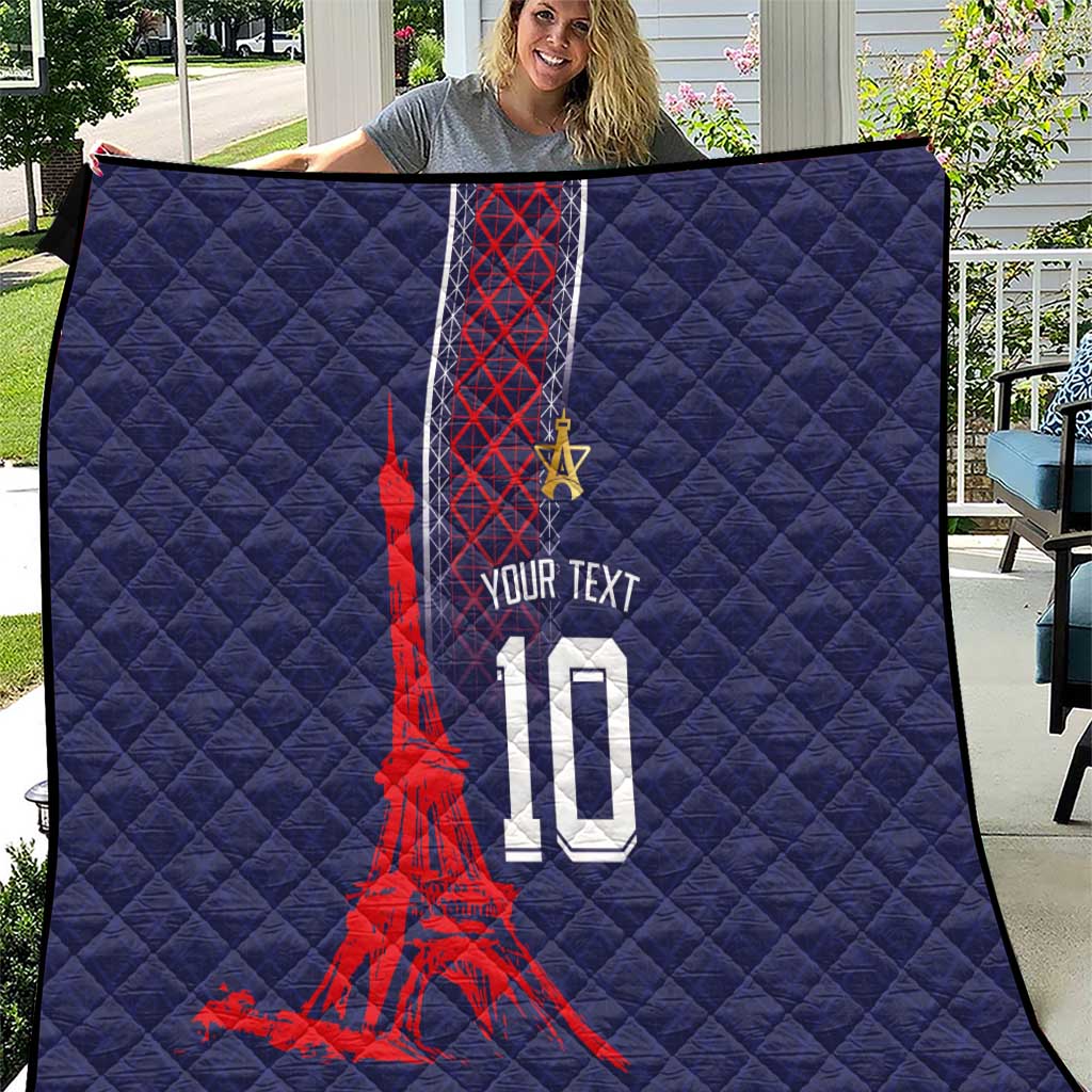 Custom Midnight Navy Football Quilt Paris Architectural Heritage Style - Wonder Print Shop