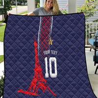 Custom Midnight Navy Football Quilt Paris Architectural Heritage Style - Wonder Print Shop