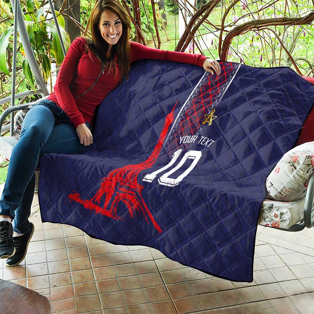 Custom Midnight Navy Football Quilt Paris Architectural Heritage Style - Wonder Print Shop