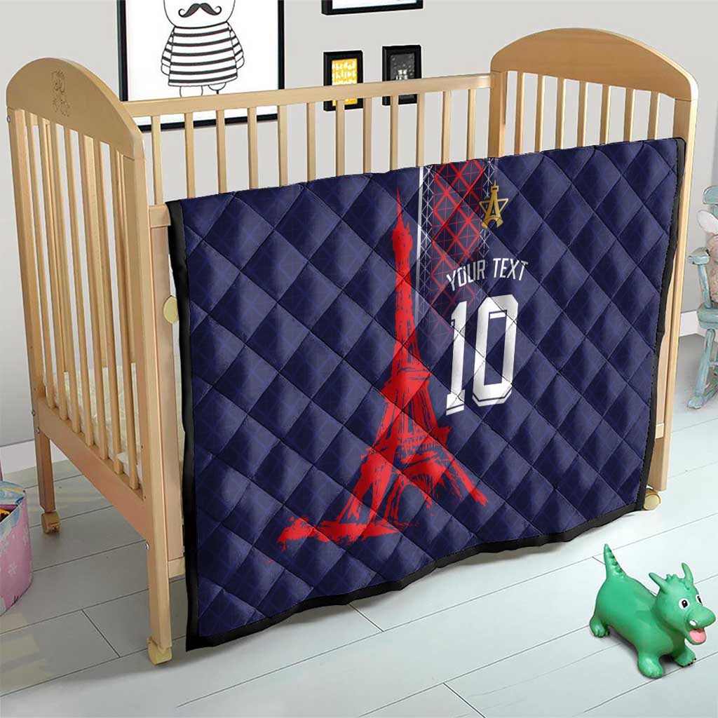 Custom Midnight Navy Football Quilt Paris Architectural Heritage Style - Wonder Print Shop